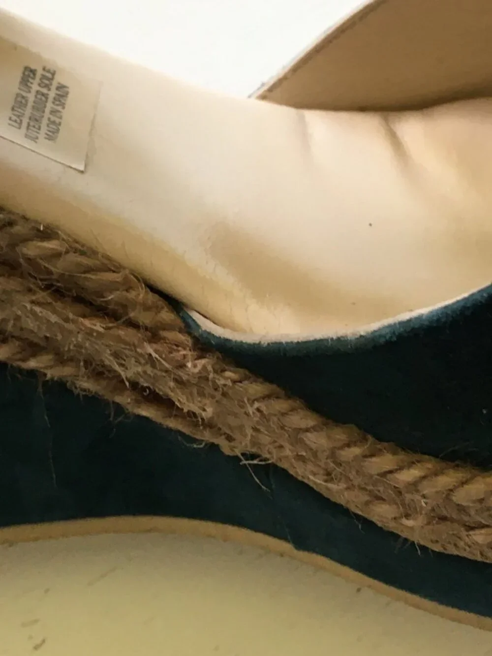 Anthropologie x Maypol Cutout Leather Espadrille Wedge Sandals Teal Size 10
